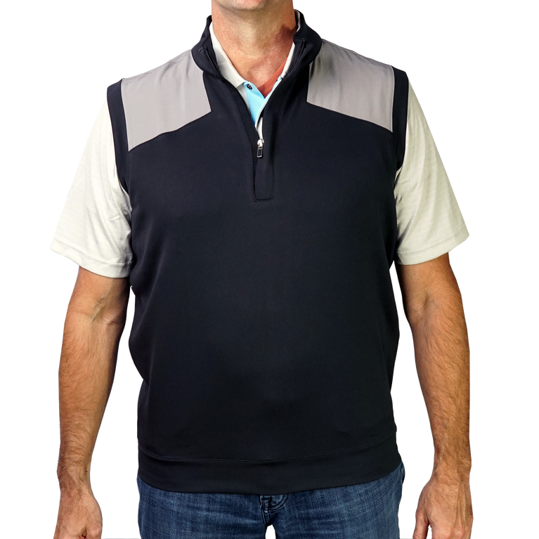 Pebble Beach Men’s 1/4 Zip Color Block Mixed Media Vest | PGA TOUR ...
